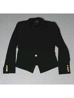Truth By Republic Blazer Jacket Womens Size 2 Black Vneck With Button Padded...
